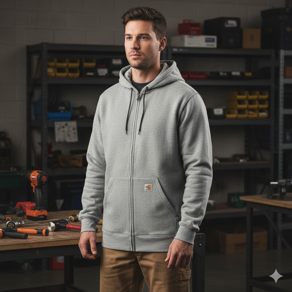 Carhartt Flame Resistant Force Hoodie Men’s M Tall Gray Loose Fit Full Zip NWT - Picture 1 of 8